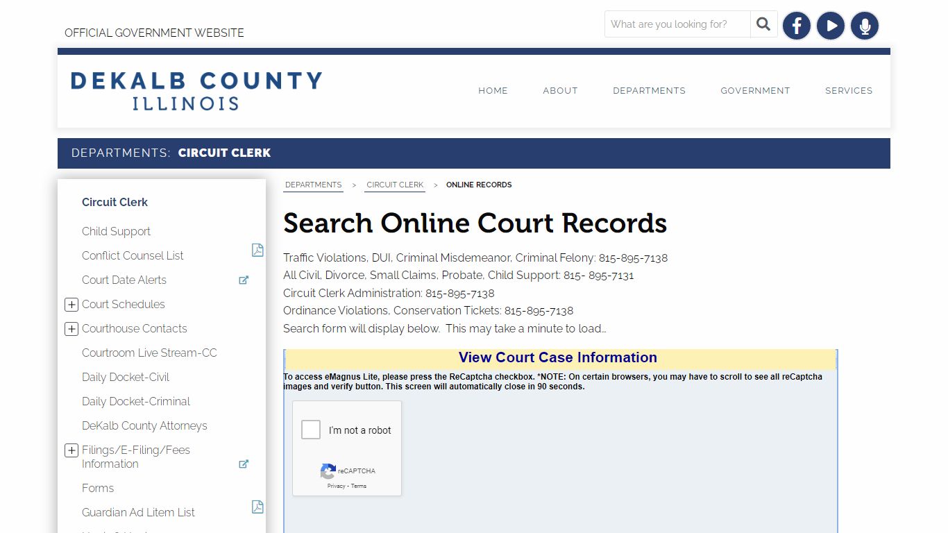 Search Online Court Records - DeKalb County, Illinois